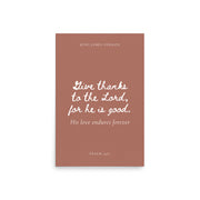 Psalm 136:1 Bible Verse on Red Background