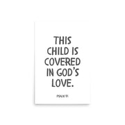 “This Child Is Covered in God’s Love” – Psalm 91 Framed Nursery Print