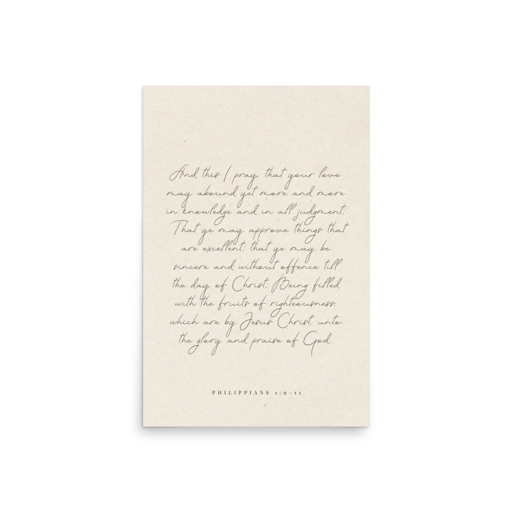 “Abound in Love” – Philippians 1:9–11 KJV Scripture Wall Art