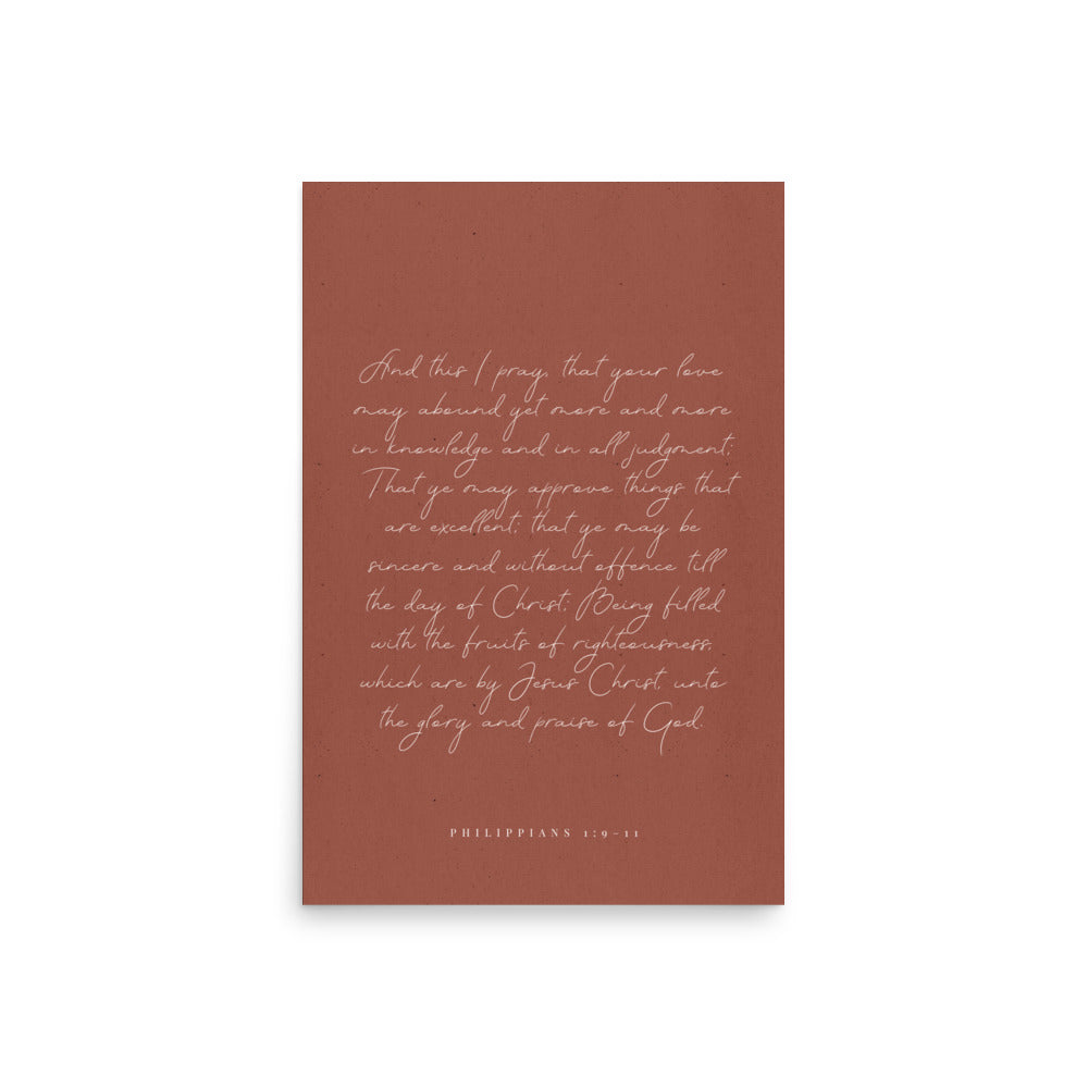 “Abound in Love” – Philippians 1:9–11 KJV Scripture Wall Art
