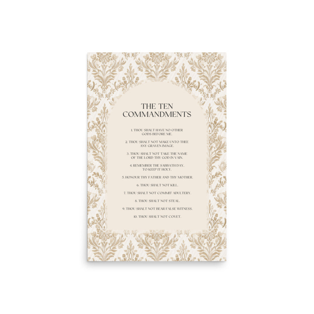 The Ten Commandments: Arch Design Print with Roman Numerals or List