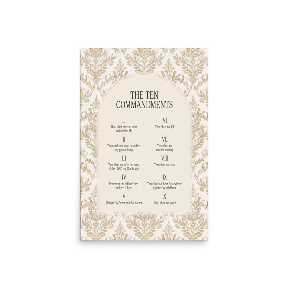 The Ten Commandments: Arch Design Print with Roman Numerals or List