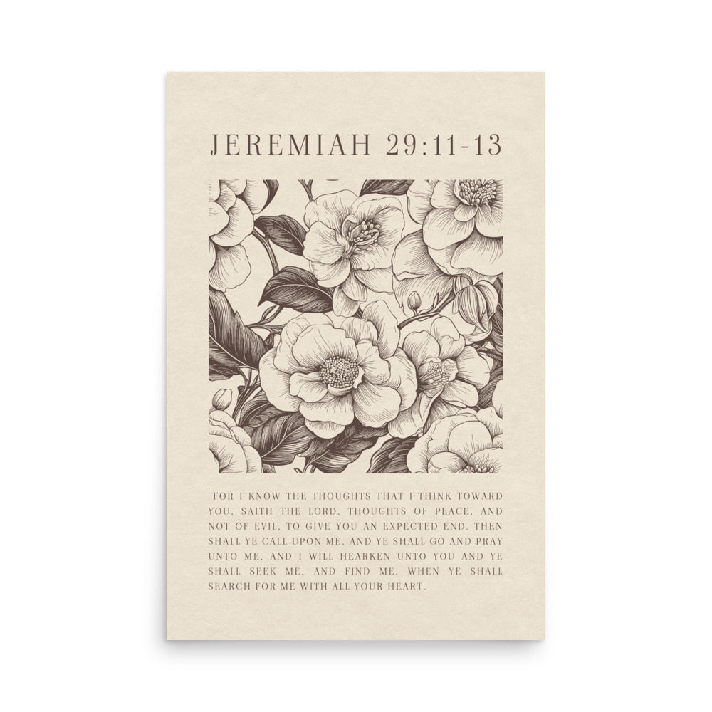 Jeremiah 29:11 - Floral On Beige  