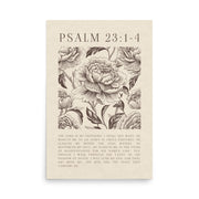 Psalm 23:1-4 Floral Art On Beige Background  