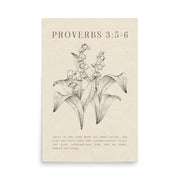 Proverbs 3:5-6 Floral On Beige Background  