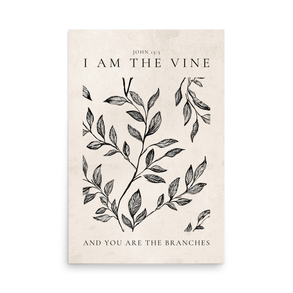 John 15:5 Vintage Floral On Beige Background  