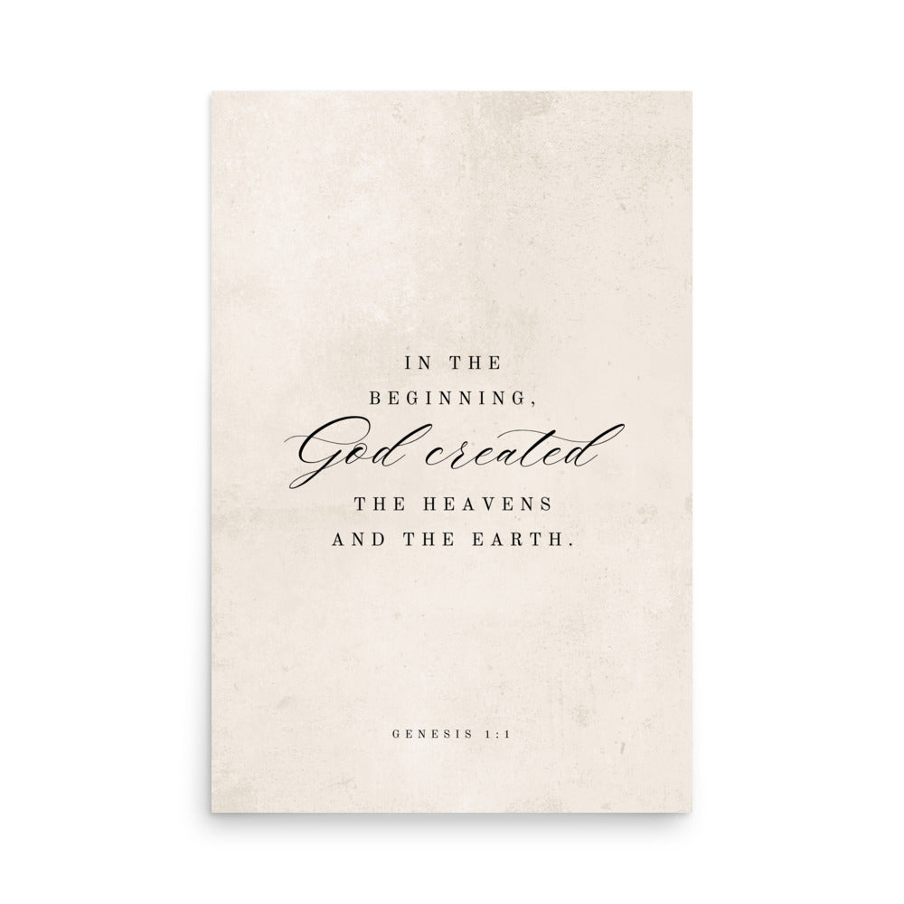 Genesis 1:1 White 24x36