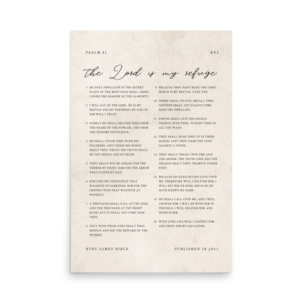 Psalm 91 KJV Entire Chapter On Beige  
