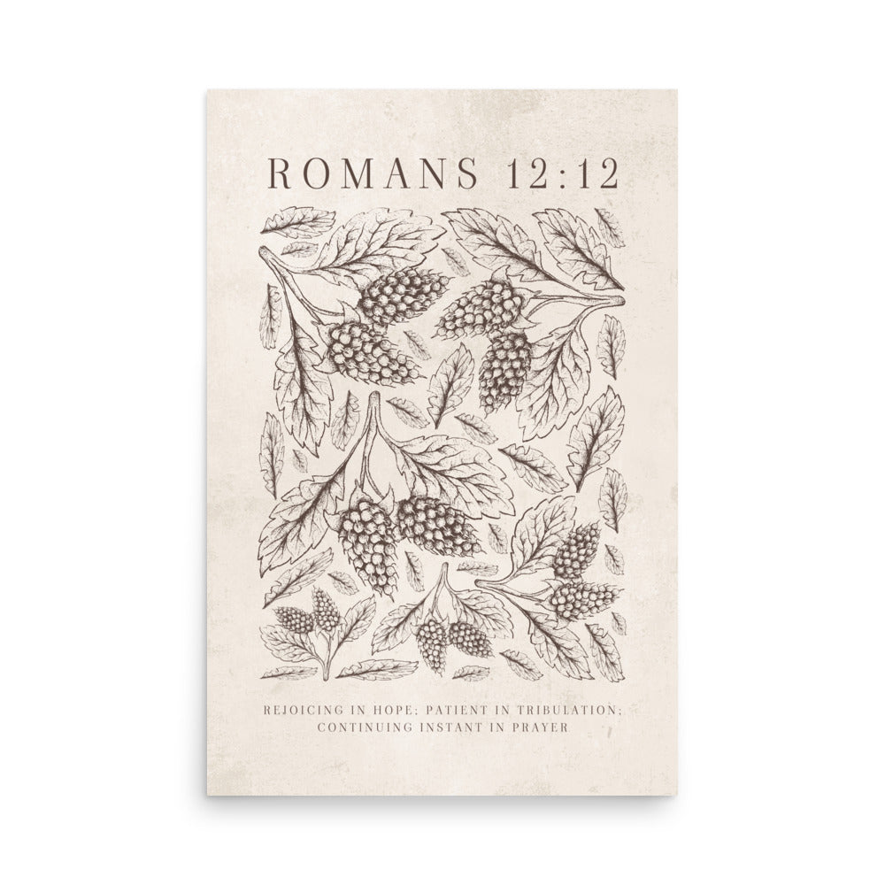 Romans 12:12 Floral On Beige  