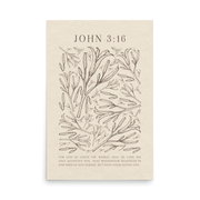 John 3:16 - Black Floral Art On Beige Background
