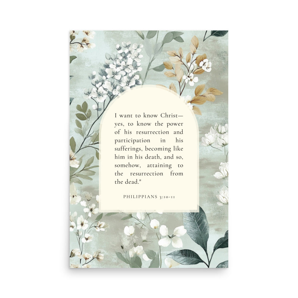 Philippians 3:10-11 –  Soft Floral Background 24x36
