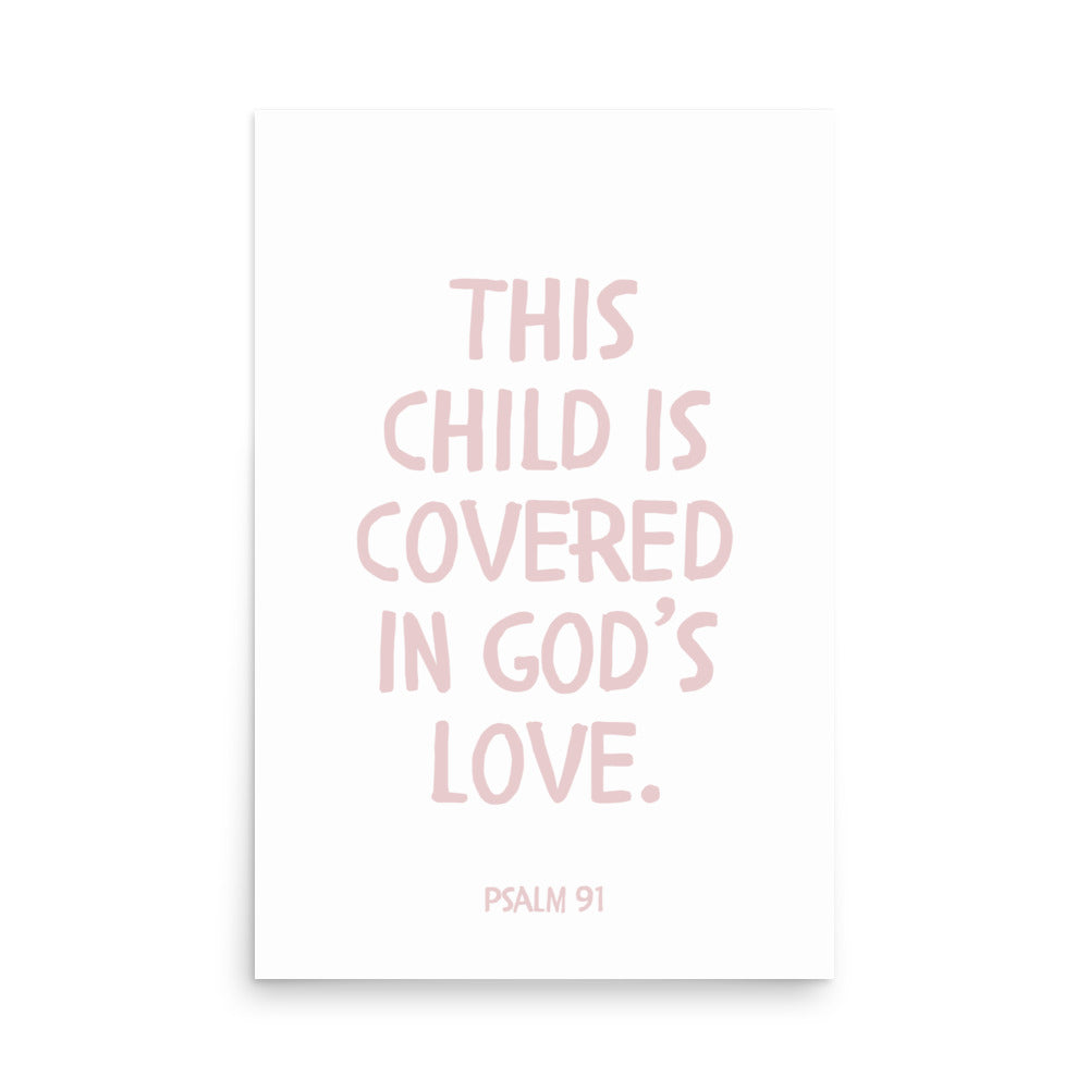 Psalm 91 Verse - A Soft Nursery Wall Art Print