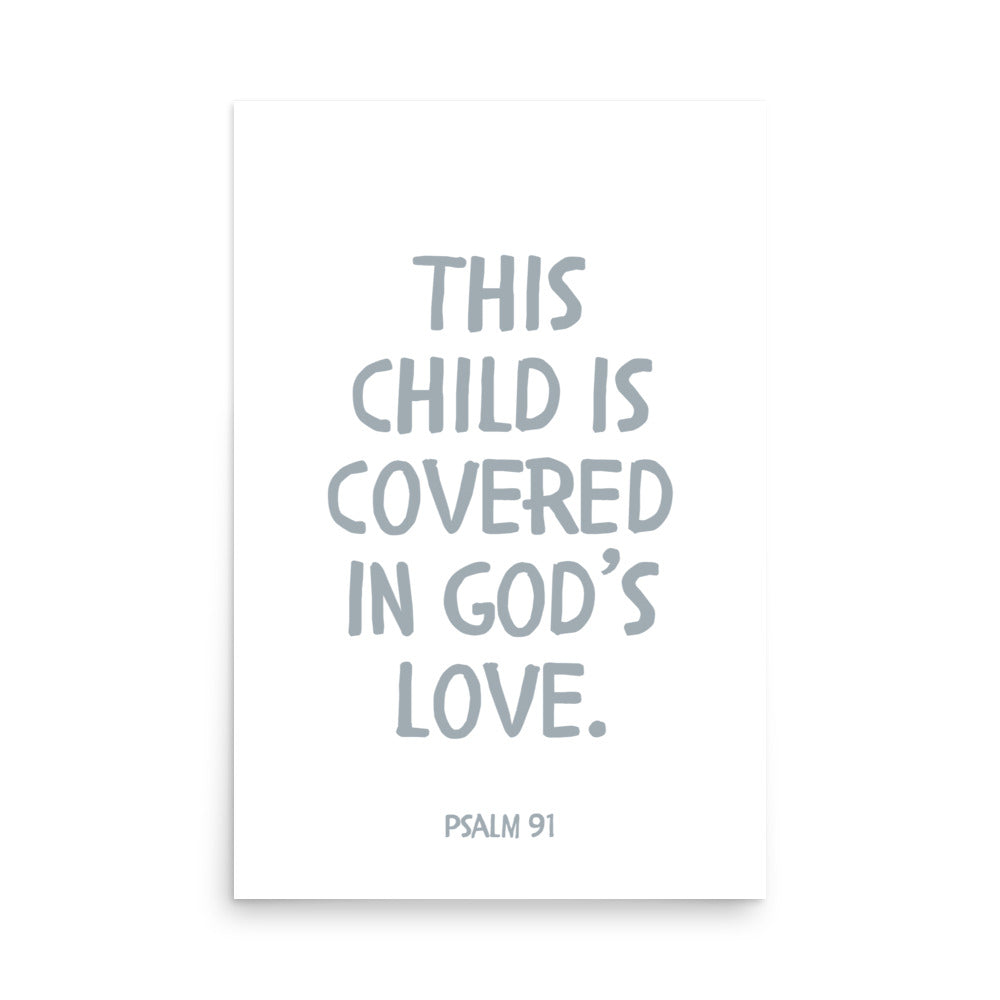 Psalm 91 Verse - A Soft Nursery Wall Art Print