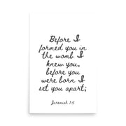 Jeremiah 1:5 - Framed Bible Verse Print