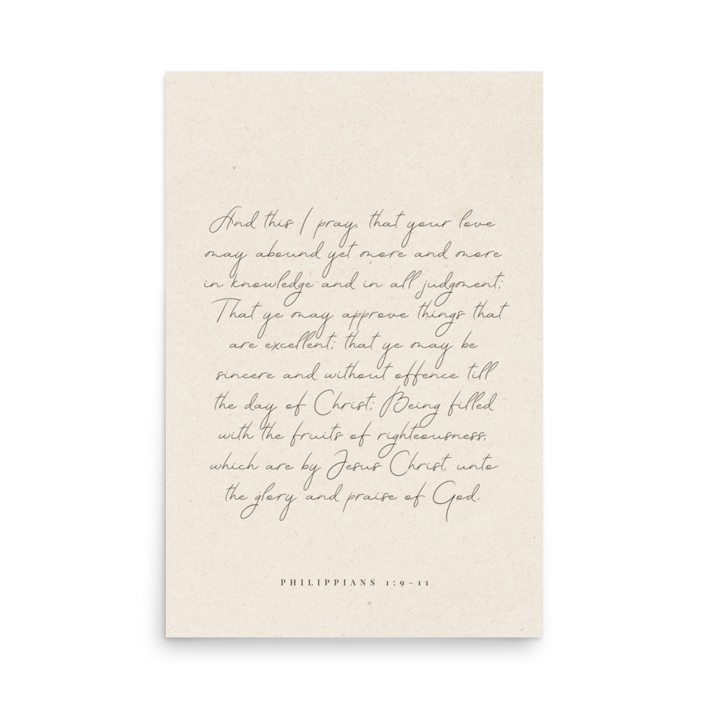 “Abound in Love” – Philippians 1:9–11 KJV Scripture Wall Art