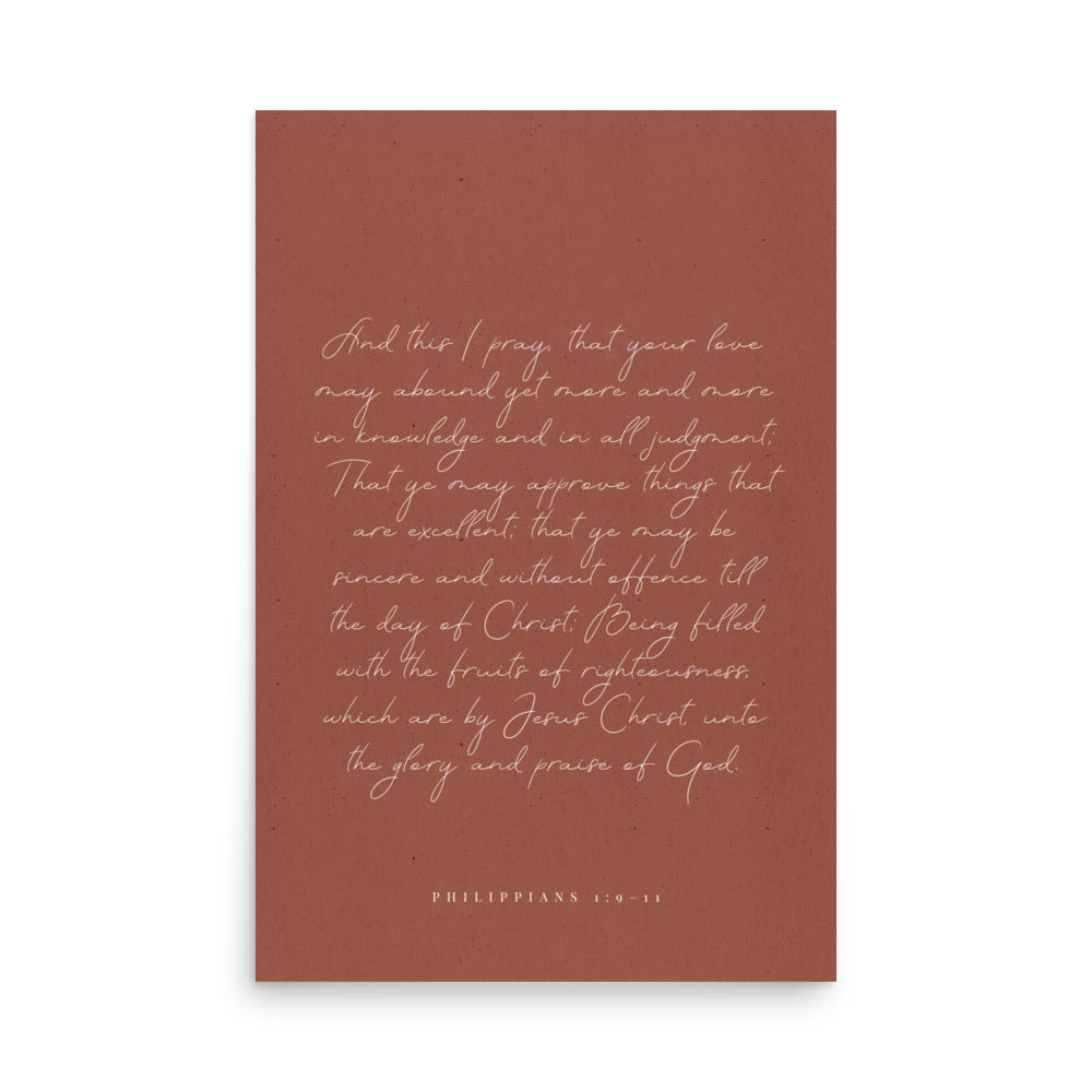 “Abound in Love” – Philippians 1:9–11 KJV Scripture Wall Art