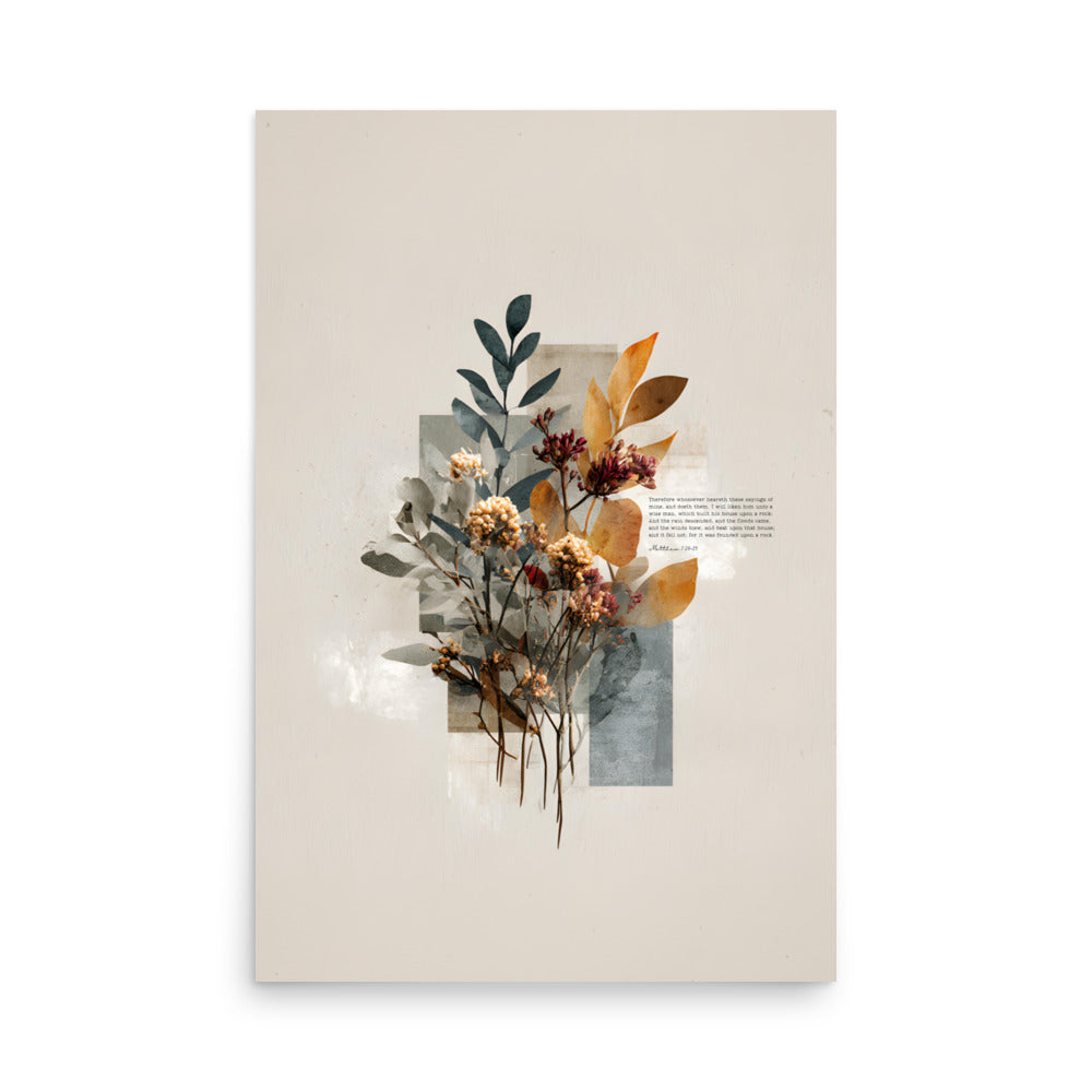 Matthew 7:24–25 Floral Wall Art, "Build on the Rock