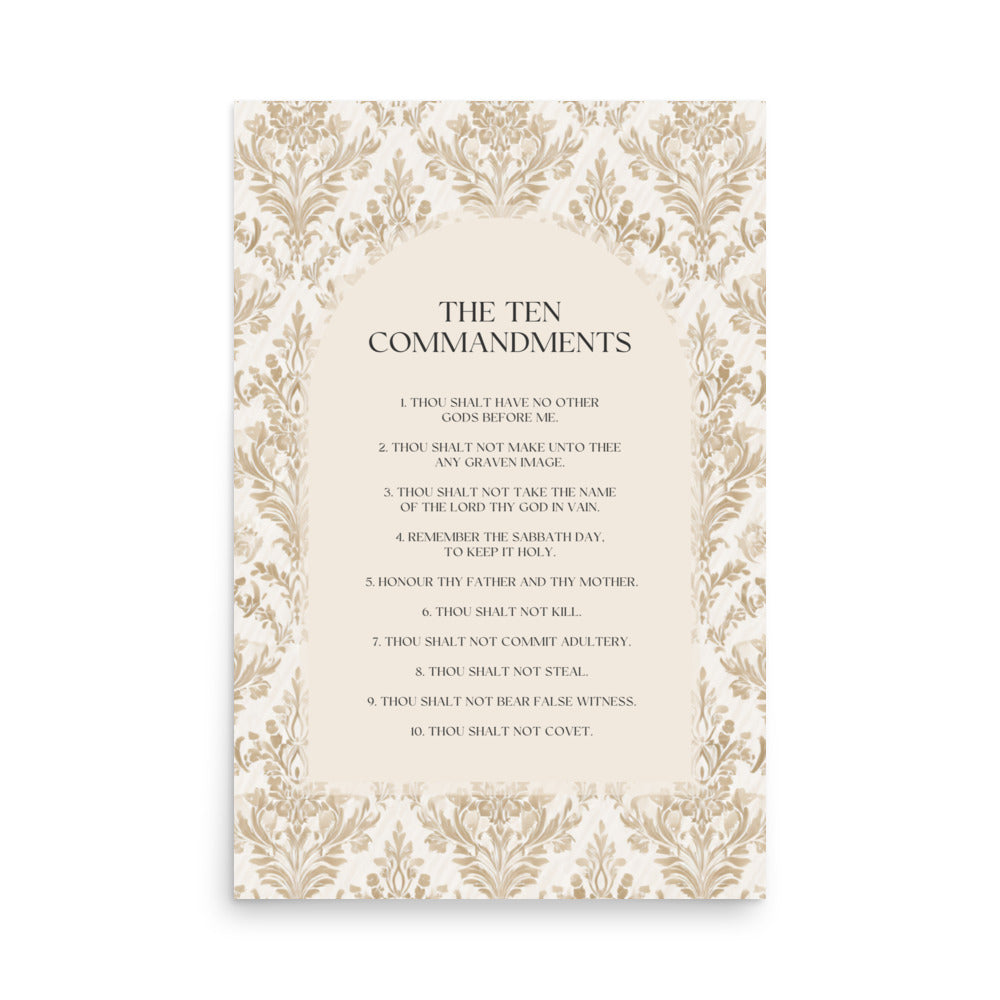 The Ten Commandments: Arch Design Print with Roman Numerals or List