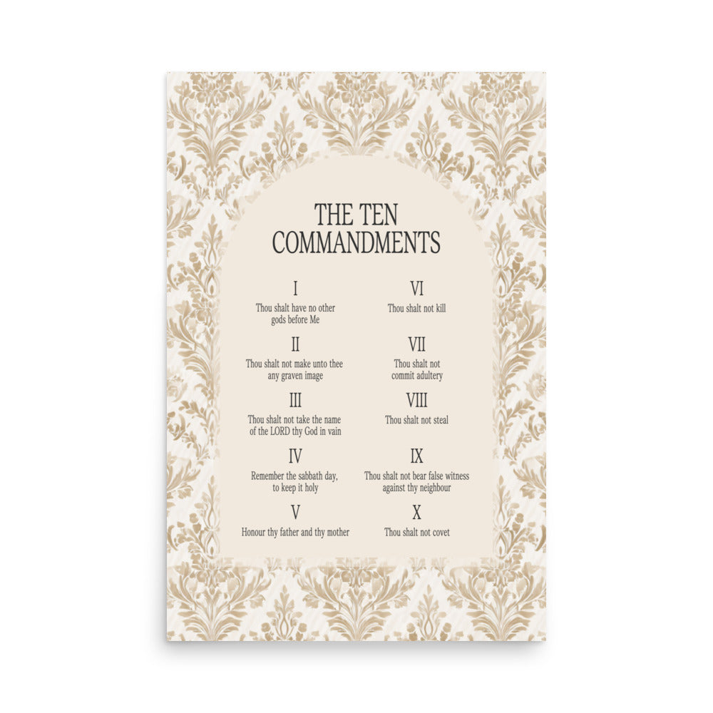 The Ten Commandments: Arch Design Print with Roman Numerals or List