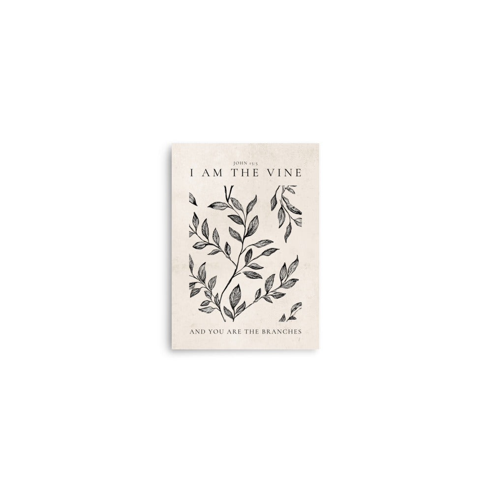 John 15:5 Vintage Floral On Beige Background  