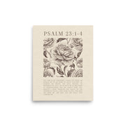 Psalm 23:1-4 Floral Art On Beige Background  