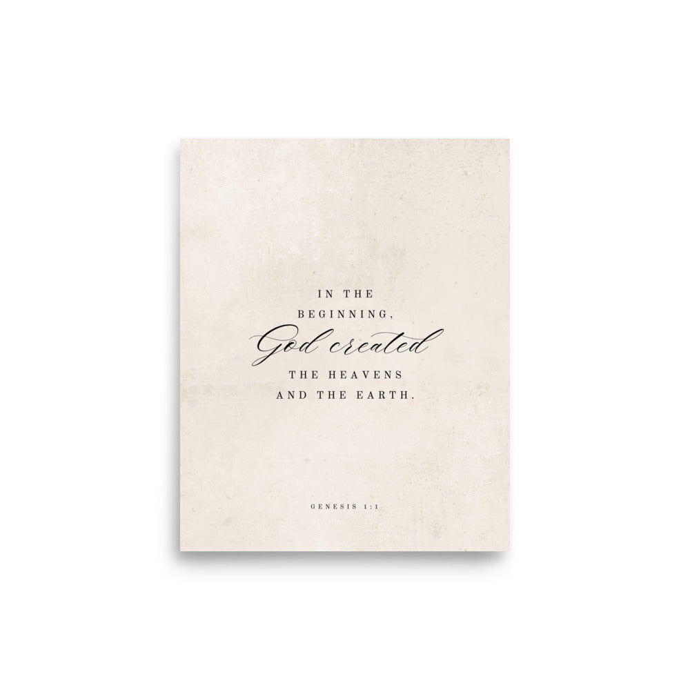 Genesis 1:1 White 8x10