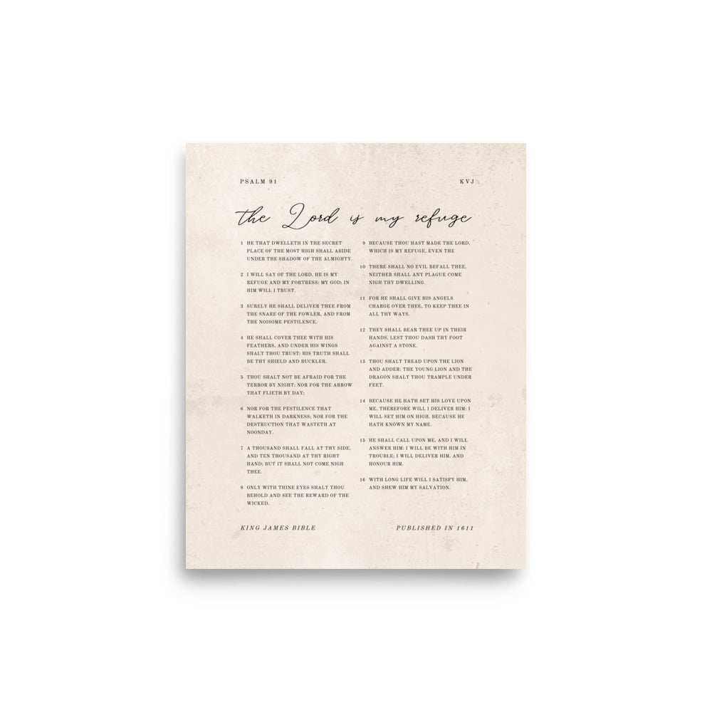 Psalm 91 KJV Entire Chapter On Beige  