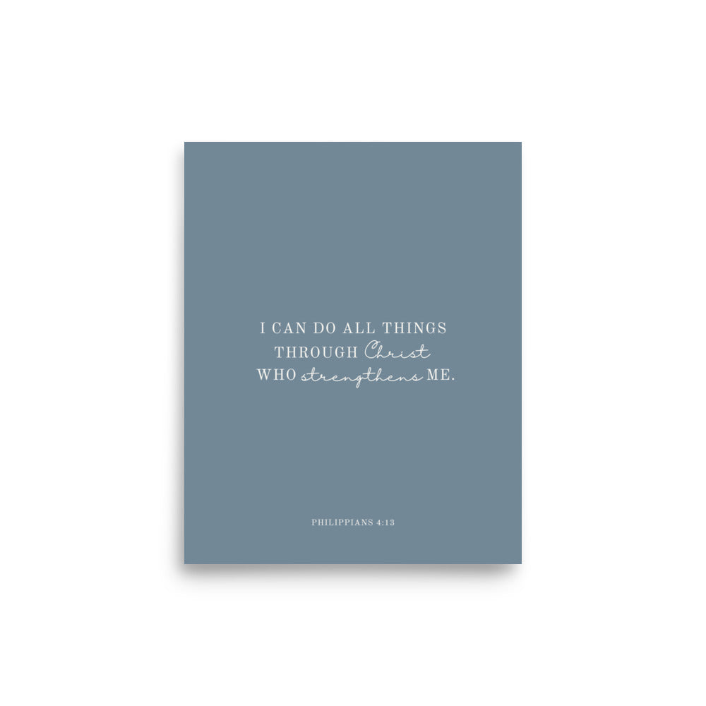 Philippians 4:13 Print - Light Blue Background  
