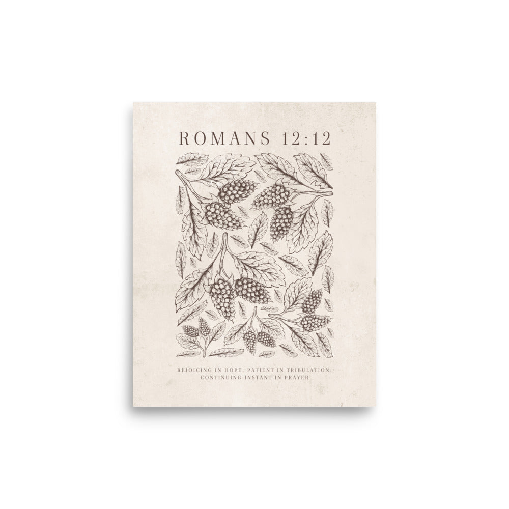 Romans 12:12 Floral On Beige  