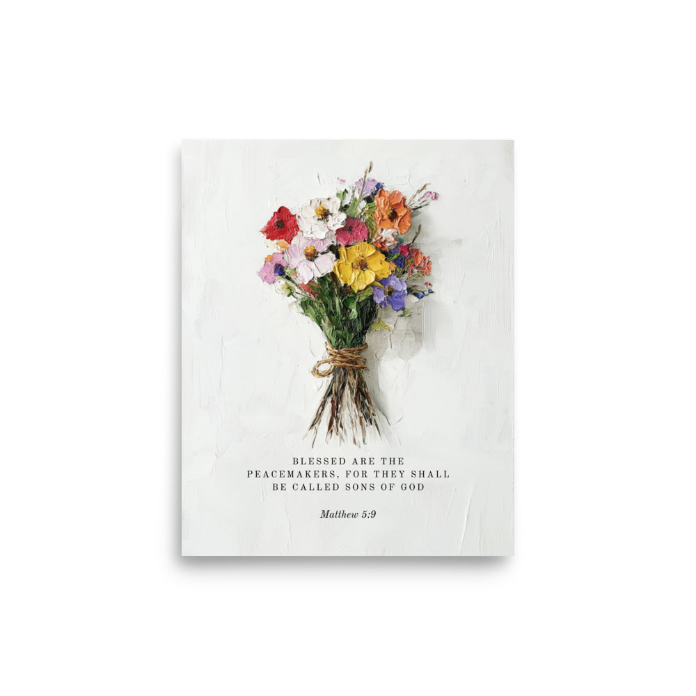 Matthew 5:9 With Flower Bouquet  