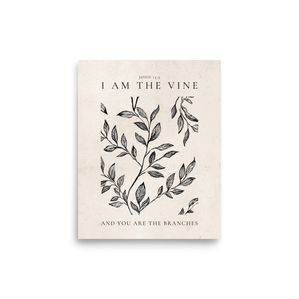 John 15:5 Vintage Floral On Beige Background  
