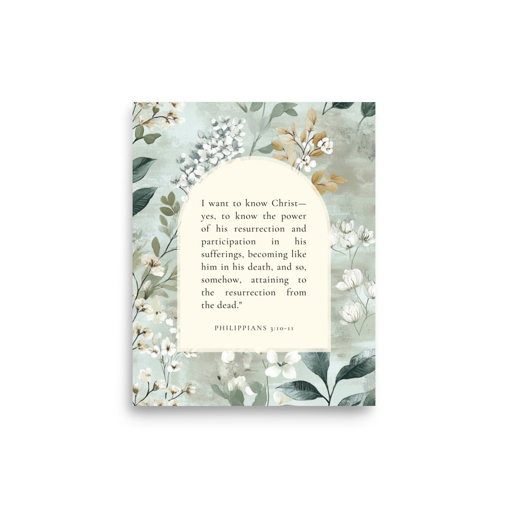Philippians 3:10-11 –  Soft Floral Background 8x10