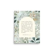 Philippians 3:10-11 –  Soft Floral Background 8x10