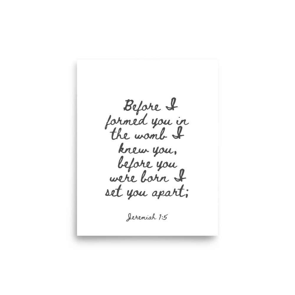 Jeremiah 1:5 - Framed Bible Verse Print