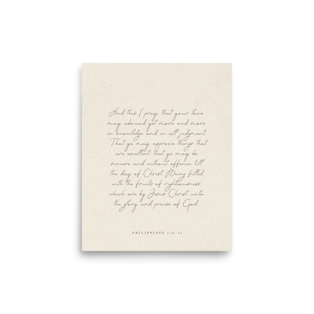 “Abound in Love” – Philippians 1:9–11 KJV Scripture Wall Art