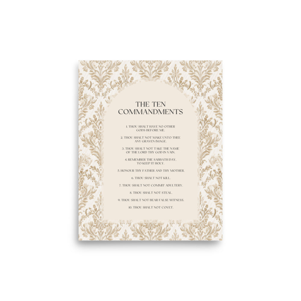 The Ten Commandments: Arch Design Print with Roman Numerals or List