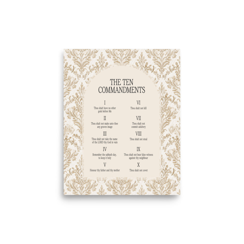 The Ten Commandments: Arch Design Print with Roman Numerals or List