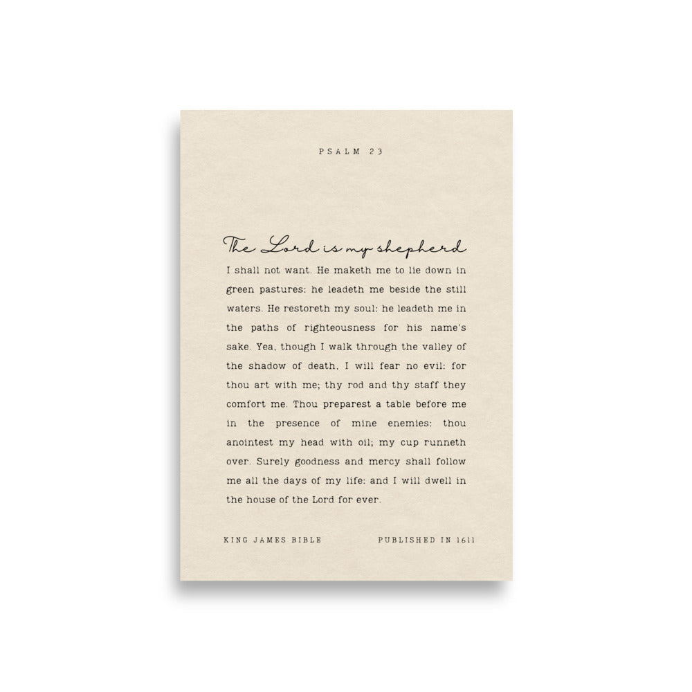Psalm 23 On Beige Background  
