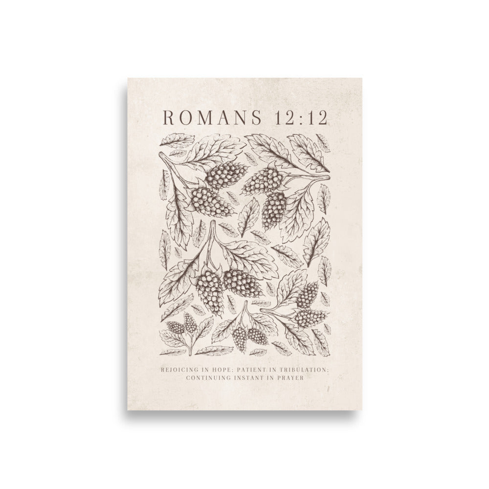 Romans 12:12 Floral On Beige  