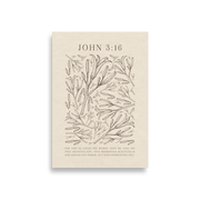 John 3:16 - Black Floral Art On Beige Background