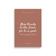 Psalm 136:1 Bible Verse on Red Background