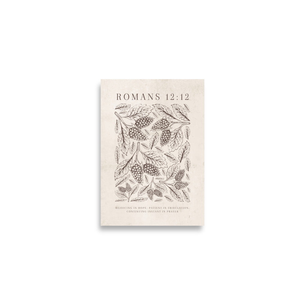 Romans 12:12 Floral On Beige  