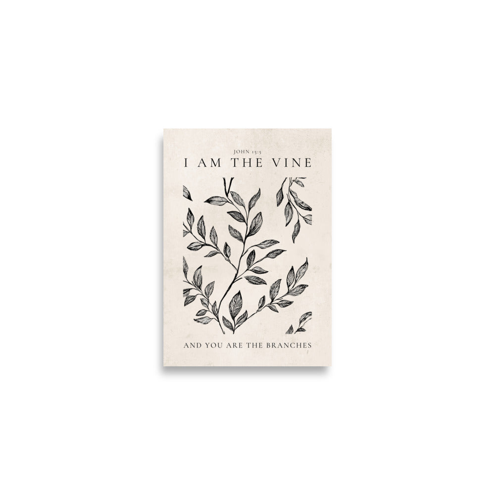 John 15:5 Vintage Floral On Beige Background  