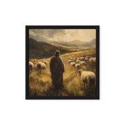 Jesus and His Herd - Framed Canvas Print    Unframed Canvas / 8″×10″-Unframed Canvas / 9″×12″-Unframed Canvas / 11″×14″-Unframed Canvas / 12″×12″-Unframed Canvas / 12″×16″-Unframed Canvas / 12″×18″-Unframed Canvas / 16″×16″-Unframed Canvas / 16″×20″-Unframed Canvas / 18″×24″-Unframed Canvas / 20″×28″ 