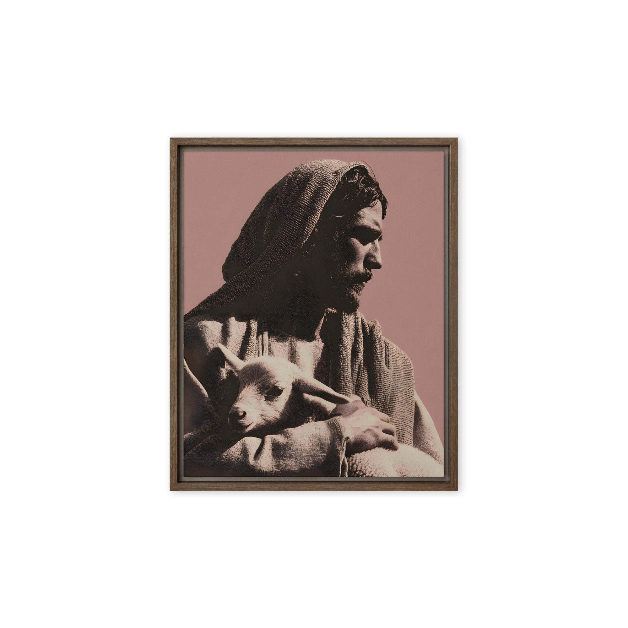 Jesus and the Lamb Framed Canvas    Black / 8″×10″-Black / 9″×12″-Black / 11″×14″-Black / 12″×12″-Black / 12″×16″ 