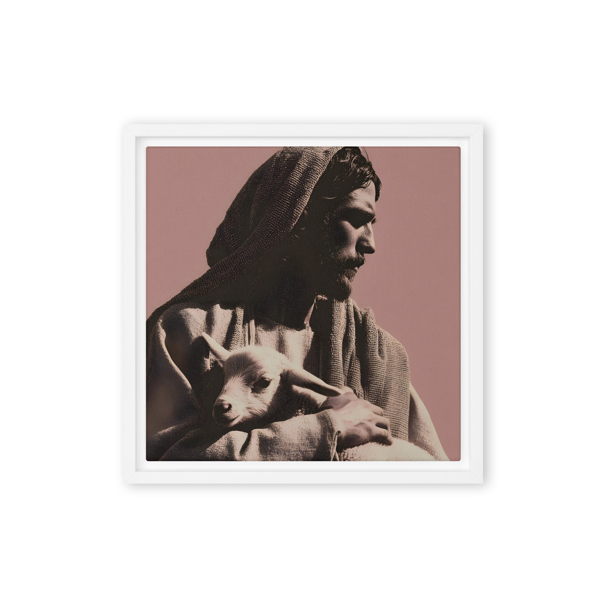 Jesus and the Lamb Framed Canvas    Black / 8″×10″-Black / 9″×12″-Black / 11″×14″-Black / 12″×12″-Black / 12″×16″ 