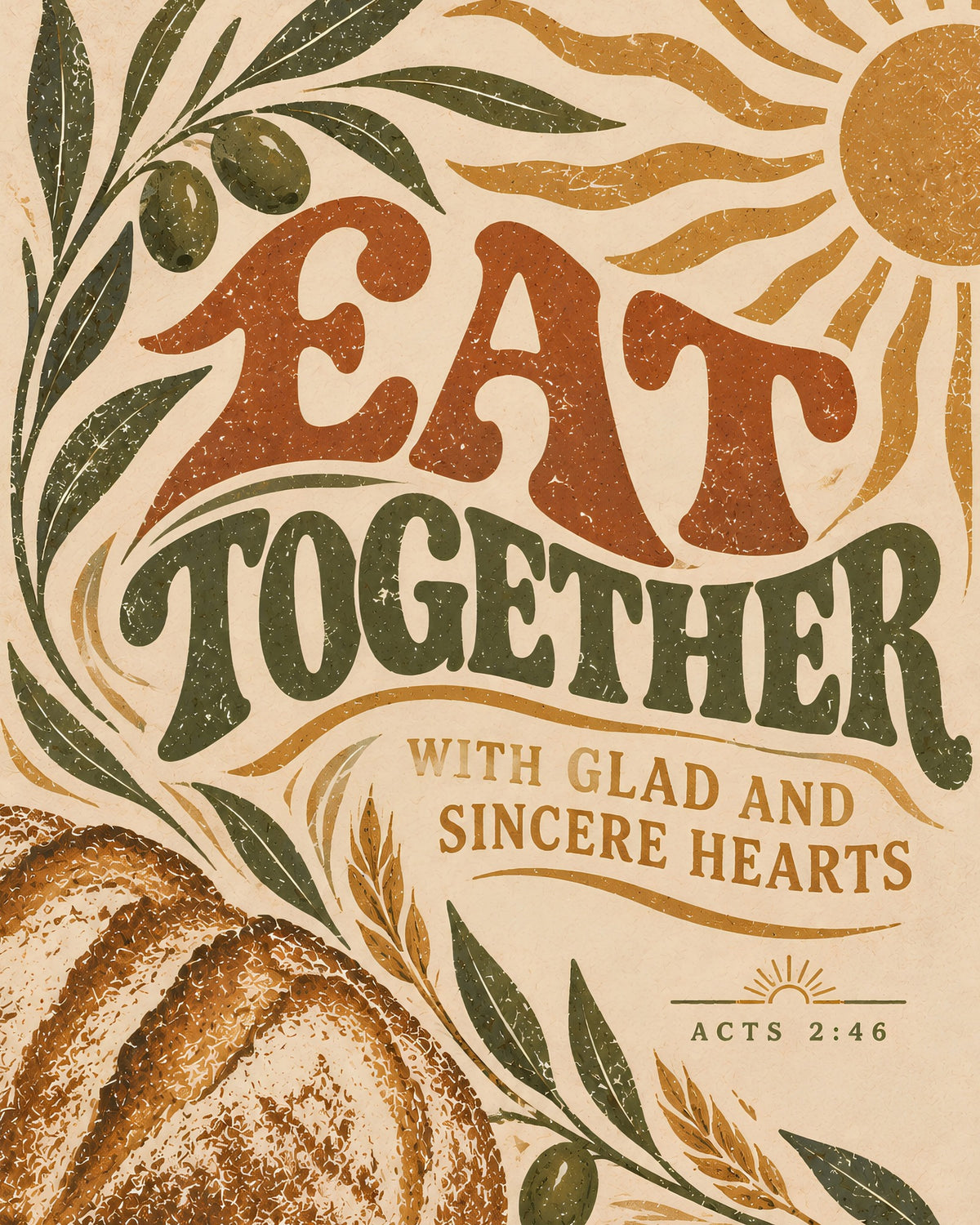 Eat Together | Acts 2:46 Christian Wall Art