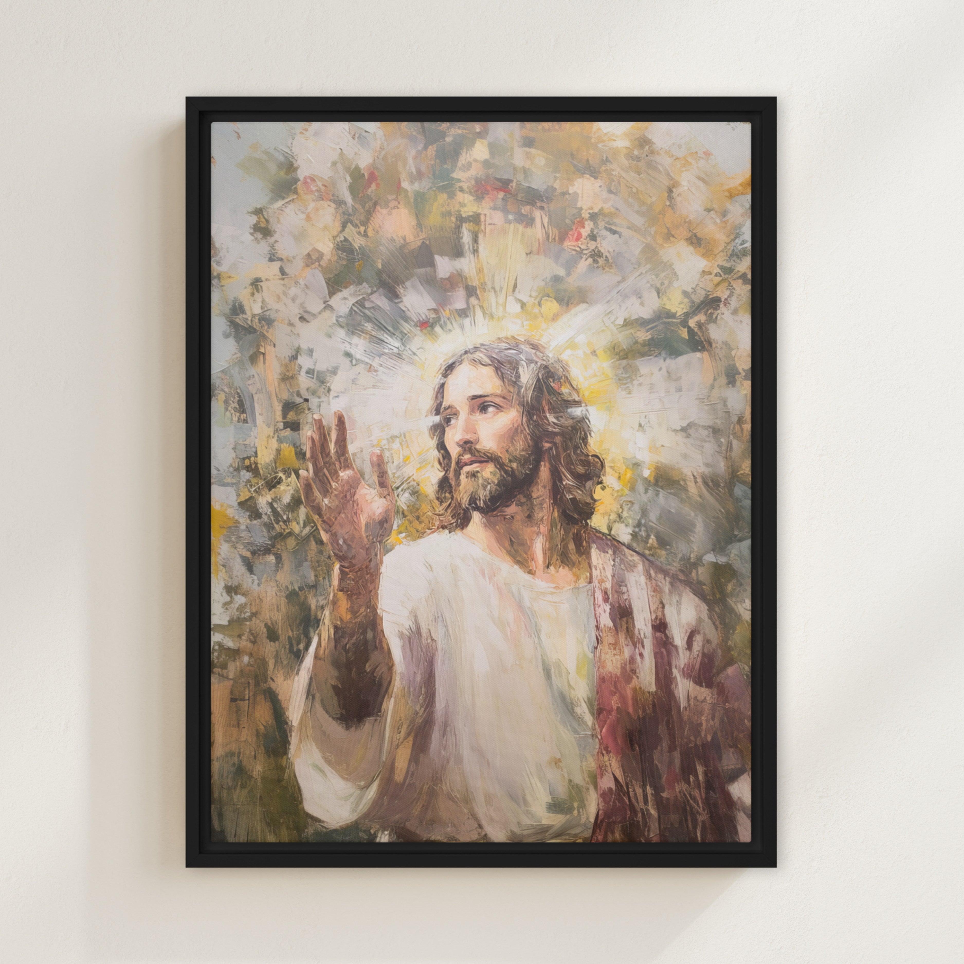 Jesus Hope - Framed Canvas Print On Light Colors