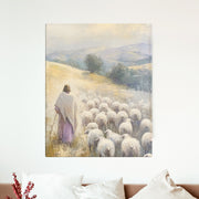 Jesus and His Herd - Colorful Framed Canvas Print    Unframed Canvas / 8″×10″-Unframed Canvas / 9″×12″-Unframed Canvas / 11″×14″-Unframed Canvas / 12″×12″-Unframed Canvas / 12″×16″-Unframed Canvas / 12″×18″-Unframed Canvas / 16″×16″-Unframed Canvas / 16″×20″-Unframed Canvas / 18″×24″-Unframed Canvas / 20″×28″ 