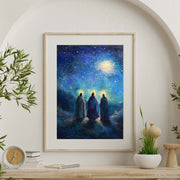Three Kings Under A Starry Night - Framed Canvas Print